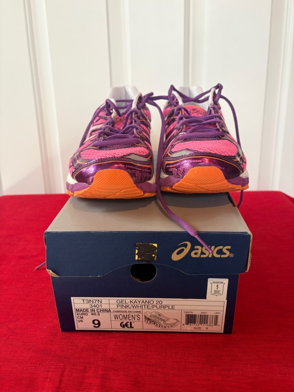 Gel Kayano Asics 20 Orange, Pink, and Purple Size 9W